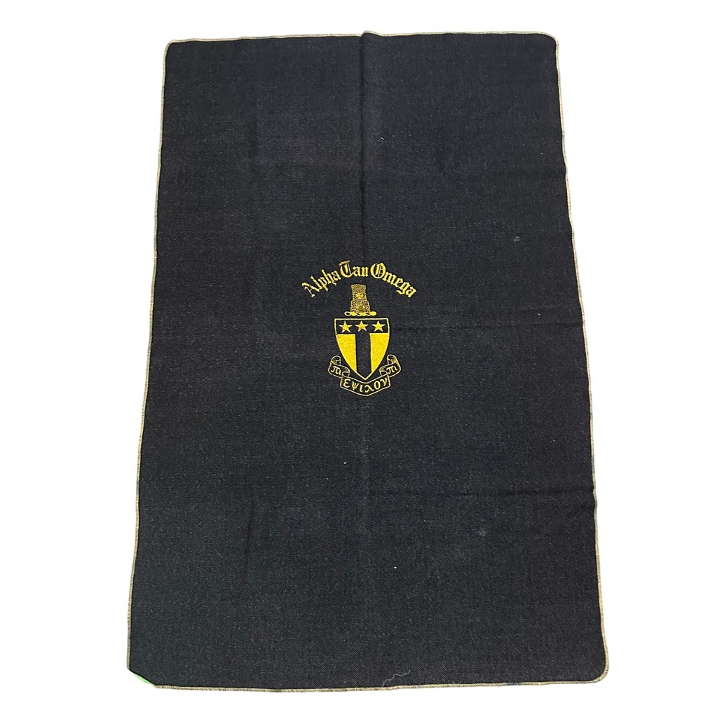 Vintage Alpha Tau Omega ATO Fraternity   Blanket Throw Crest